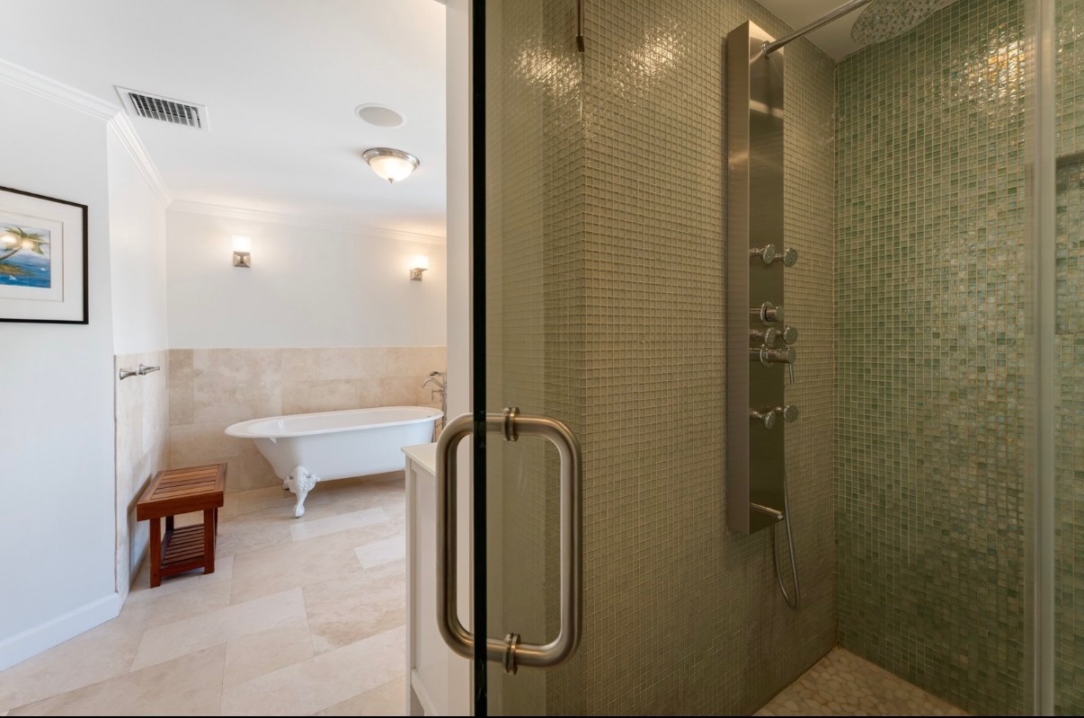 Custom shower in Primary Suite - Luxury Frette linens; Dyson hair dryer; Molten Brown toiletries