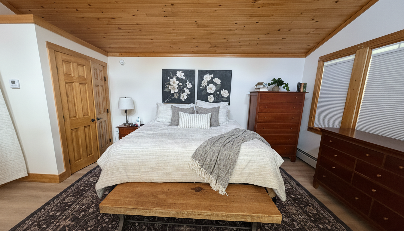 Enjoy a restful night’s sleep in a comfortable bedroom designed for your comfort!