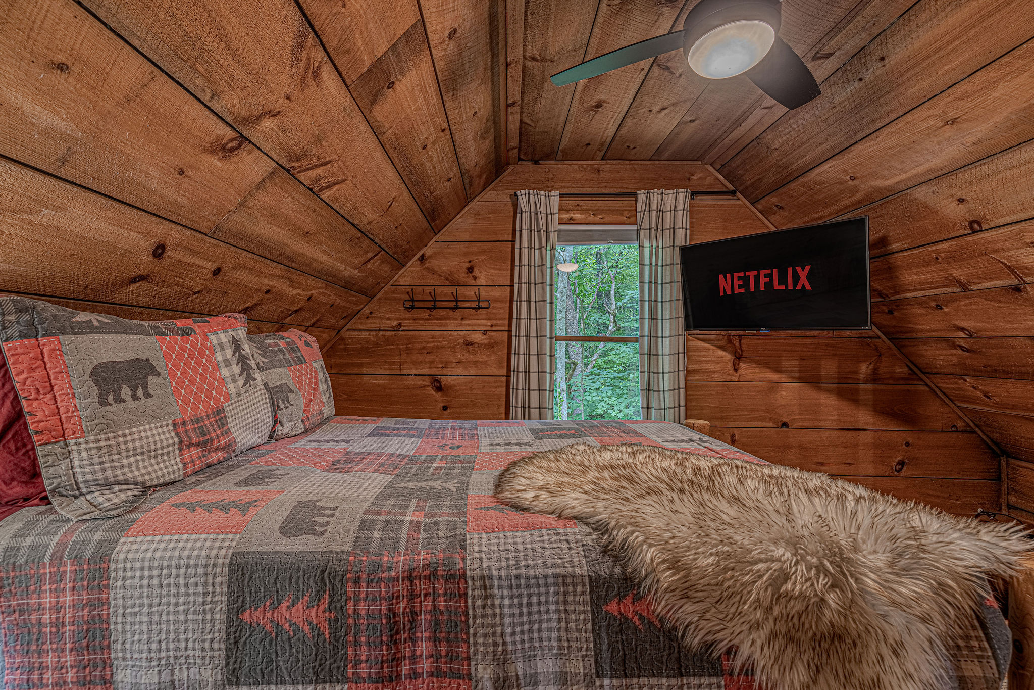 Loft bed, fur throw, Netflix. That's a solid night.