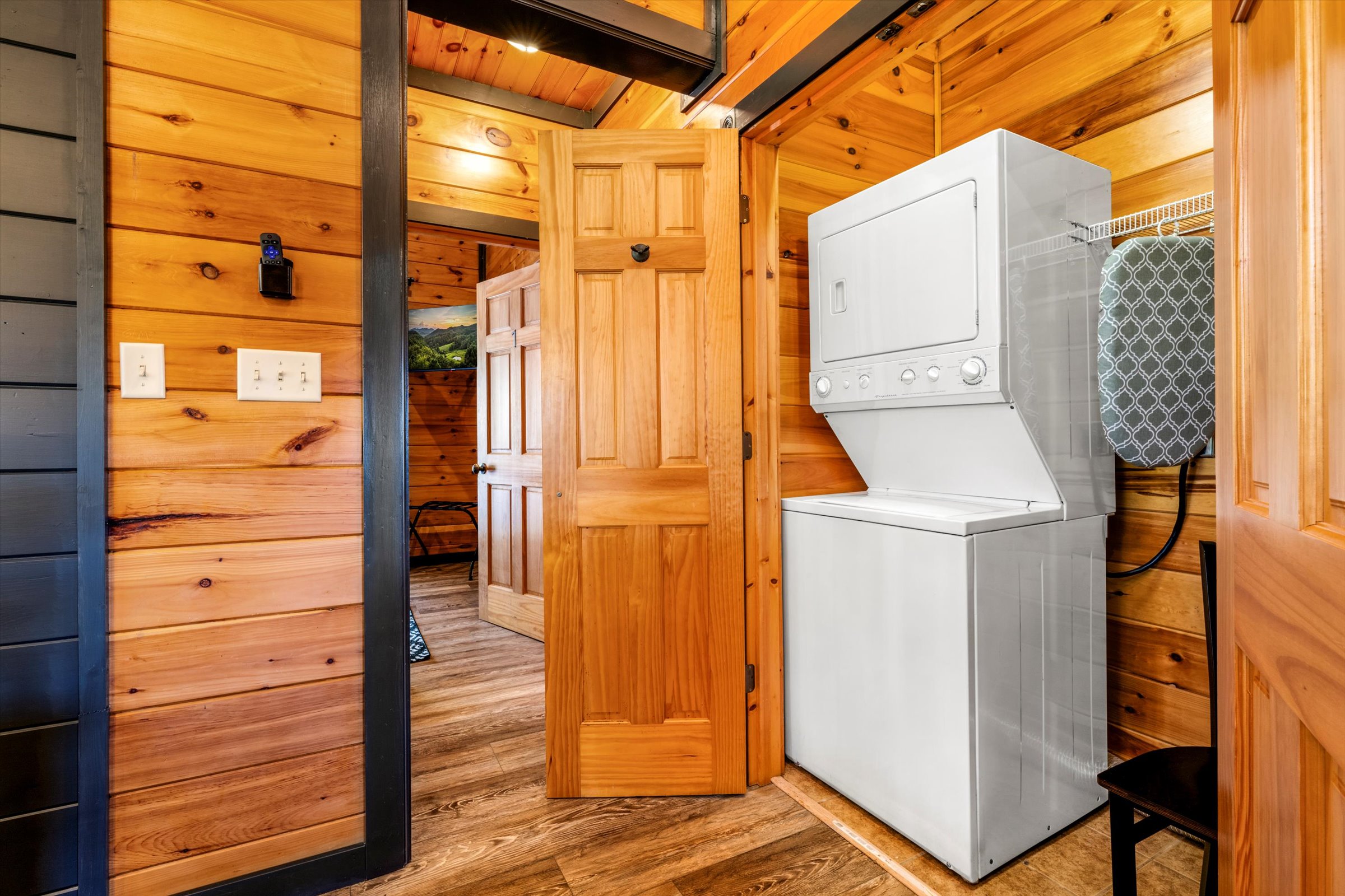 The upstairs lounge also has a a washer/dryer.