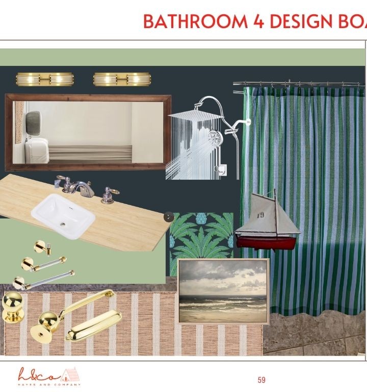 The full bathroom for the upstairs Primary Bedroom 5 — The Seafarer — has been refreshed with a more modern, updated look.