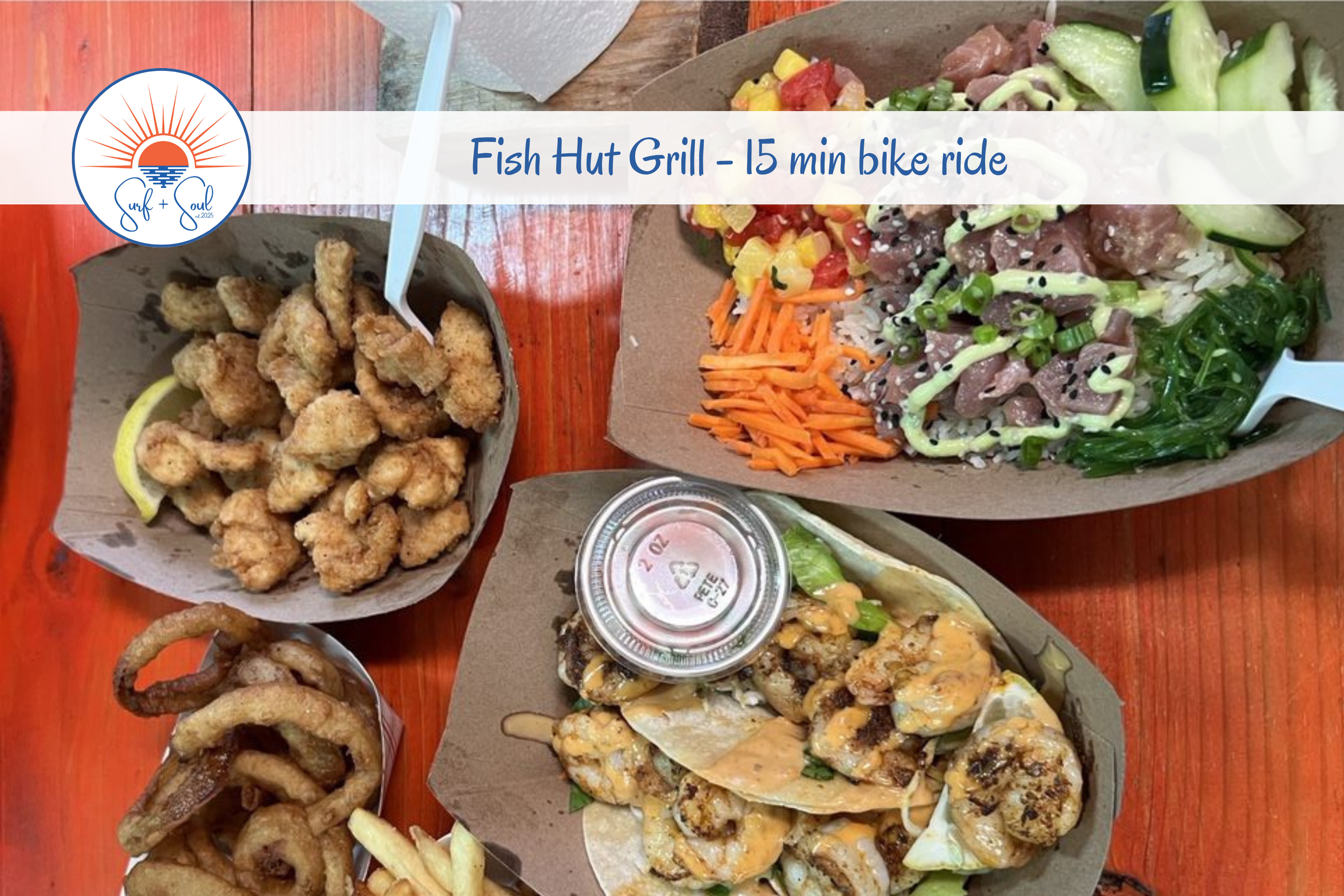 Indulge in fish tacos and margaritas at Fish Hut Grill - our fave restaurant on the island!