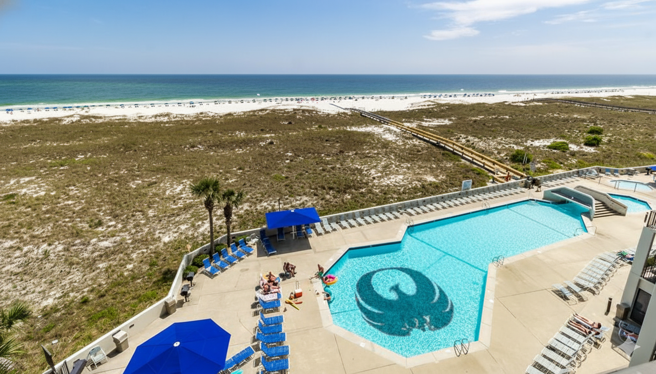 From a refreshing dip in the pool to a stroll on the beach, everything is at your fingertips. This view from your private balcony captures the essence of a perfect coastal getaway.