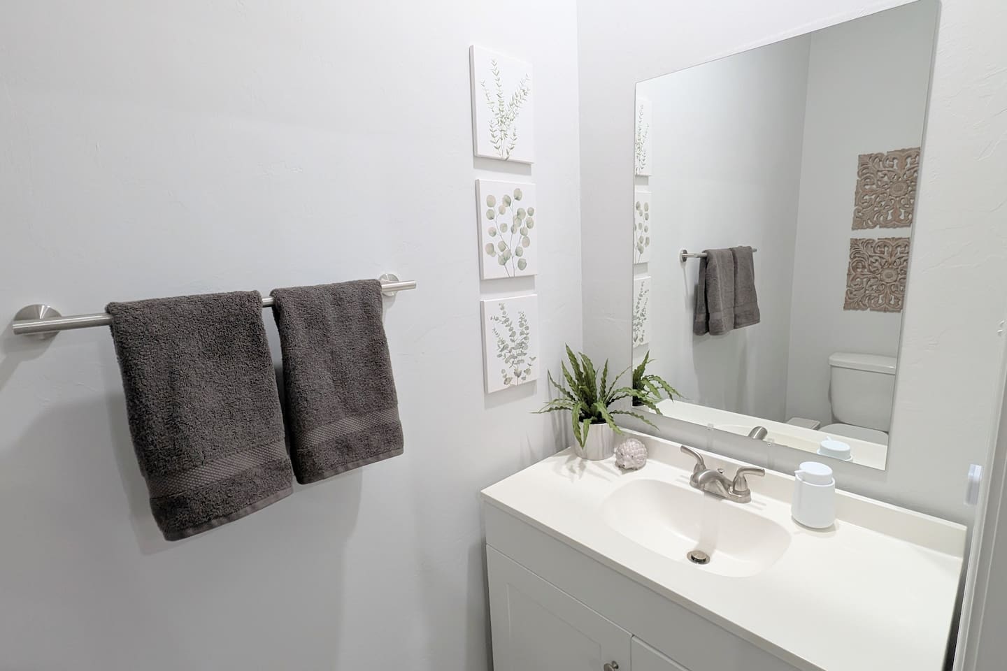 Half bath has all the necessary amenities for your stay.