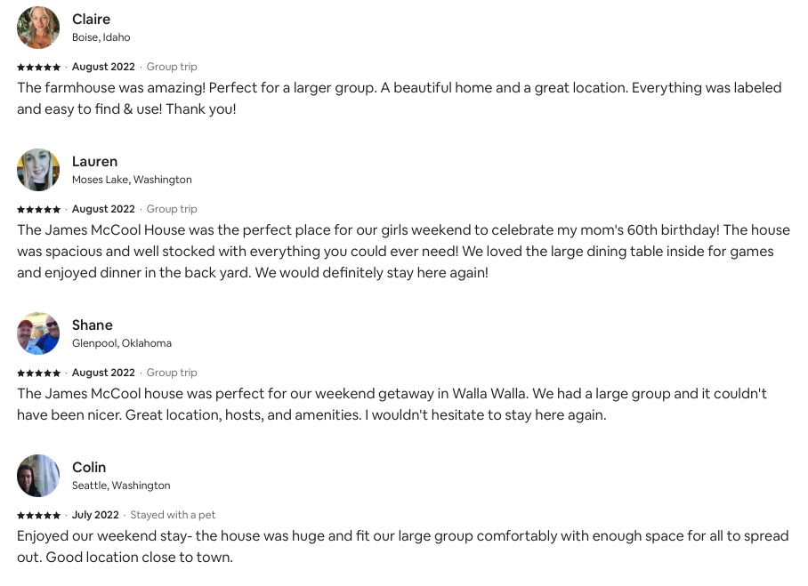 Historic guest reviews. 