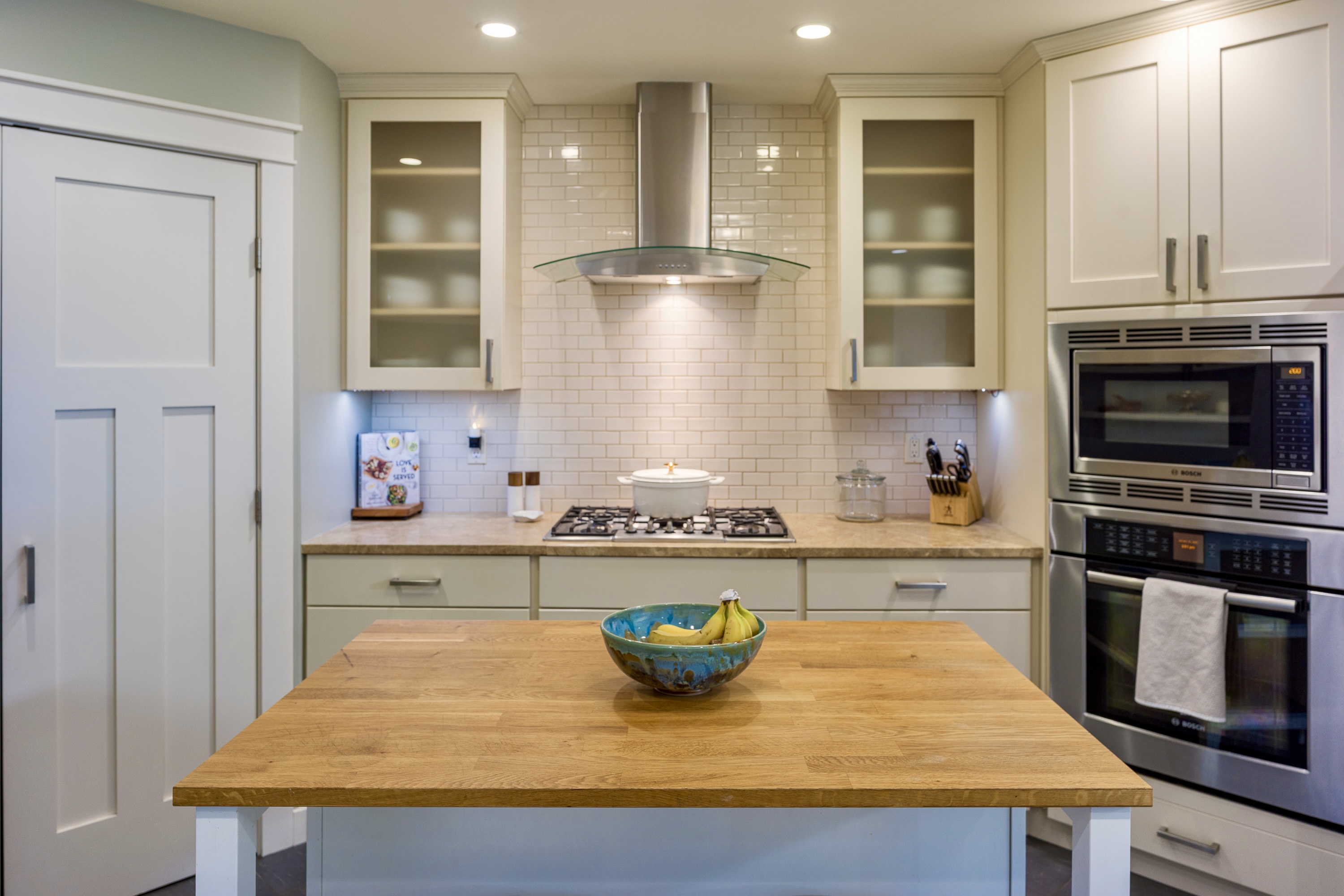 The fully stocked chef style kitchen with a propane stove top invites you to create magical meals featuring local ingredients. 