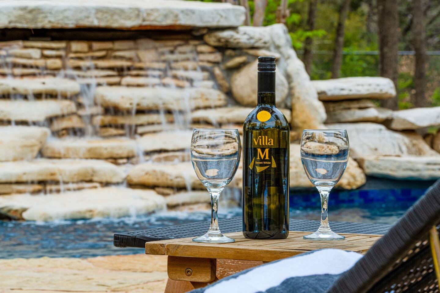 pool and wine