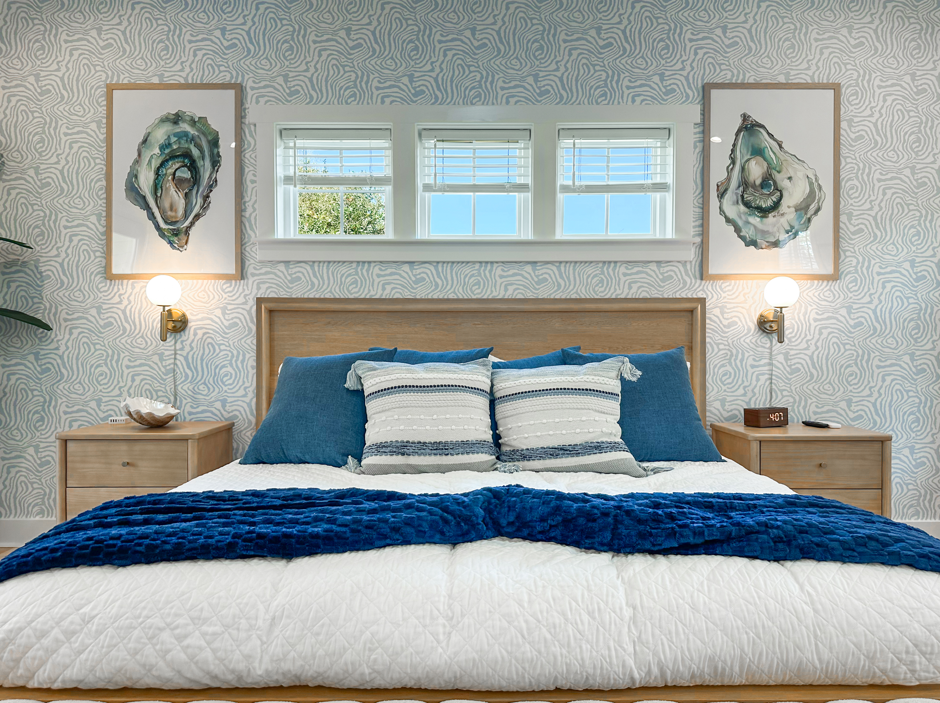 The Oyster King Suite has a luxurious king bed.