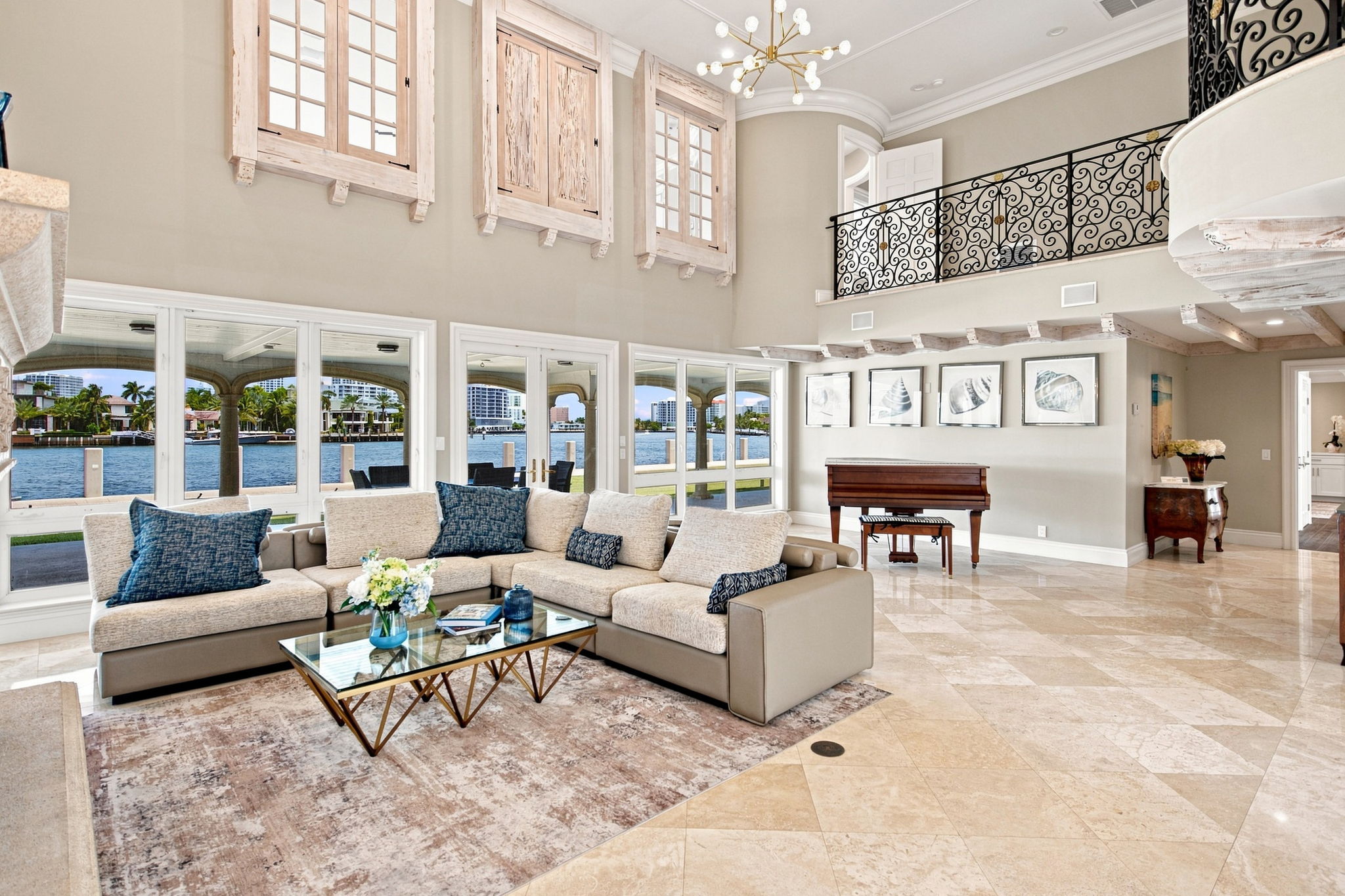 Soaring Ceilings, Waterfront Views & Elegant Piano
