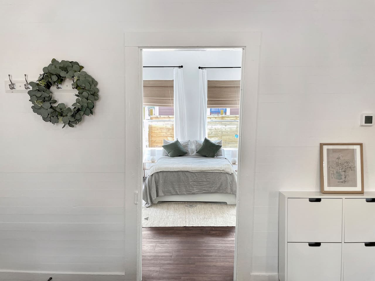 View from the living room of the front bedroom.