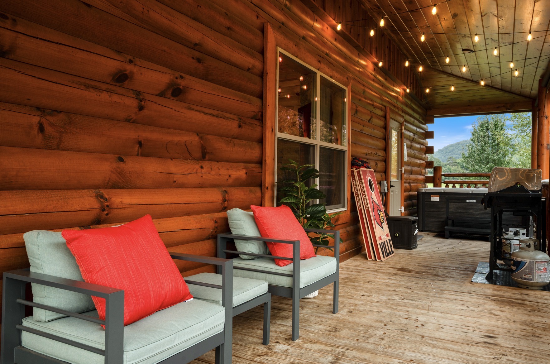From morning coffee to sunset corn hole tournaments, this porch is made for making memories.