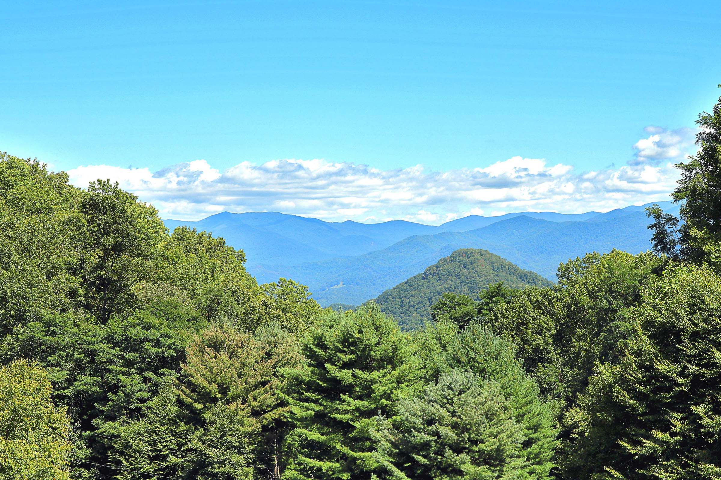 Summer Views of Great Smoky Mountains National Park from The Hive Lodge Upper Level.