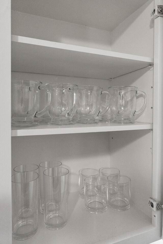 Different sets of glasses.