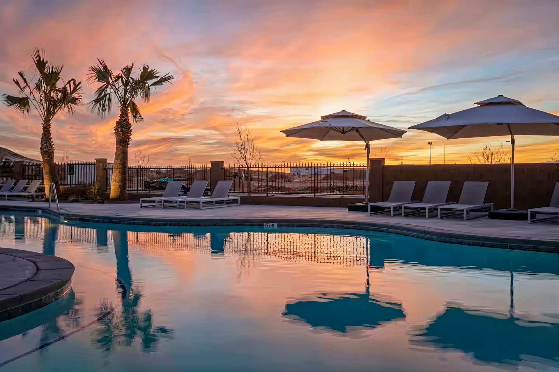 Resort Pool at Sunset