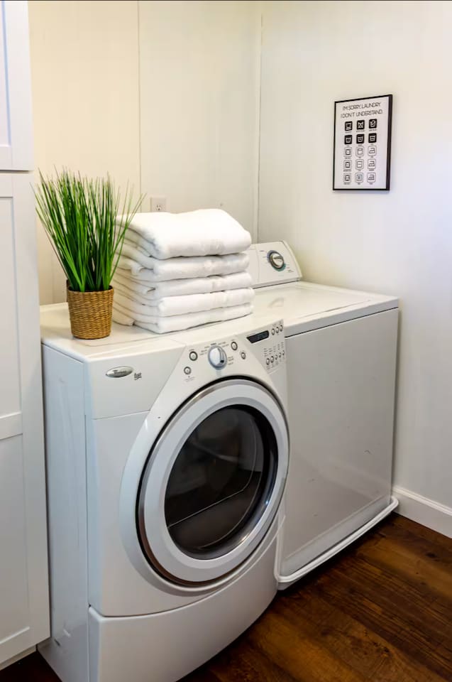 Fresh towels waiting for you, plus a full-size washer and dryer so packing light is always an option.