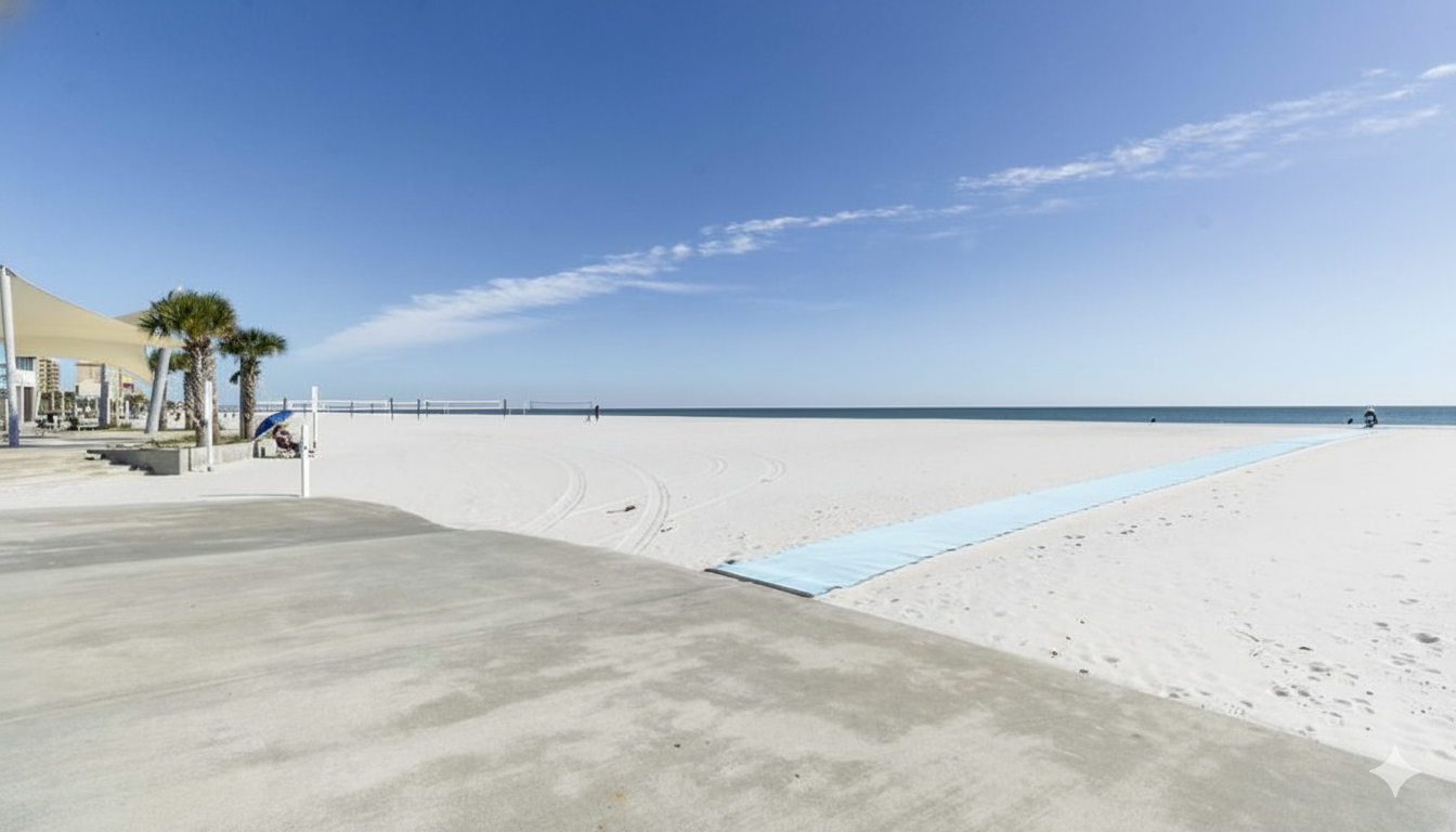 From the striking shade structures and palm groves to the wide, modern walkways and accessibility mat, this beach park sets the standard for a Gulf Coast vacation. Enjoy effortless movement ac