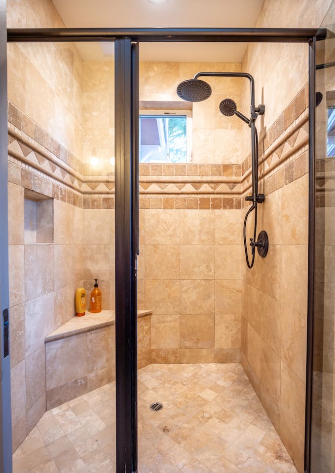 Step into luxury with our stylish walk-in shower!