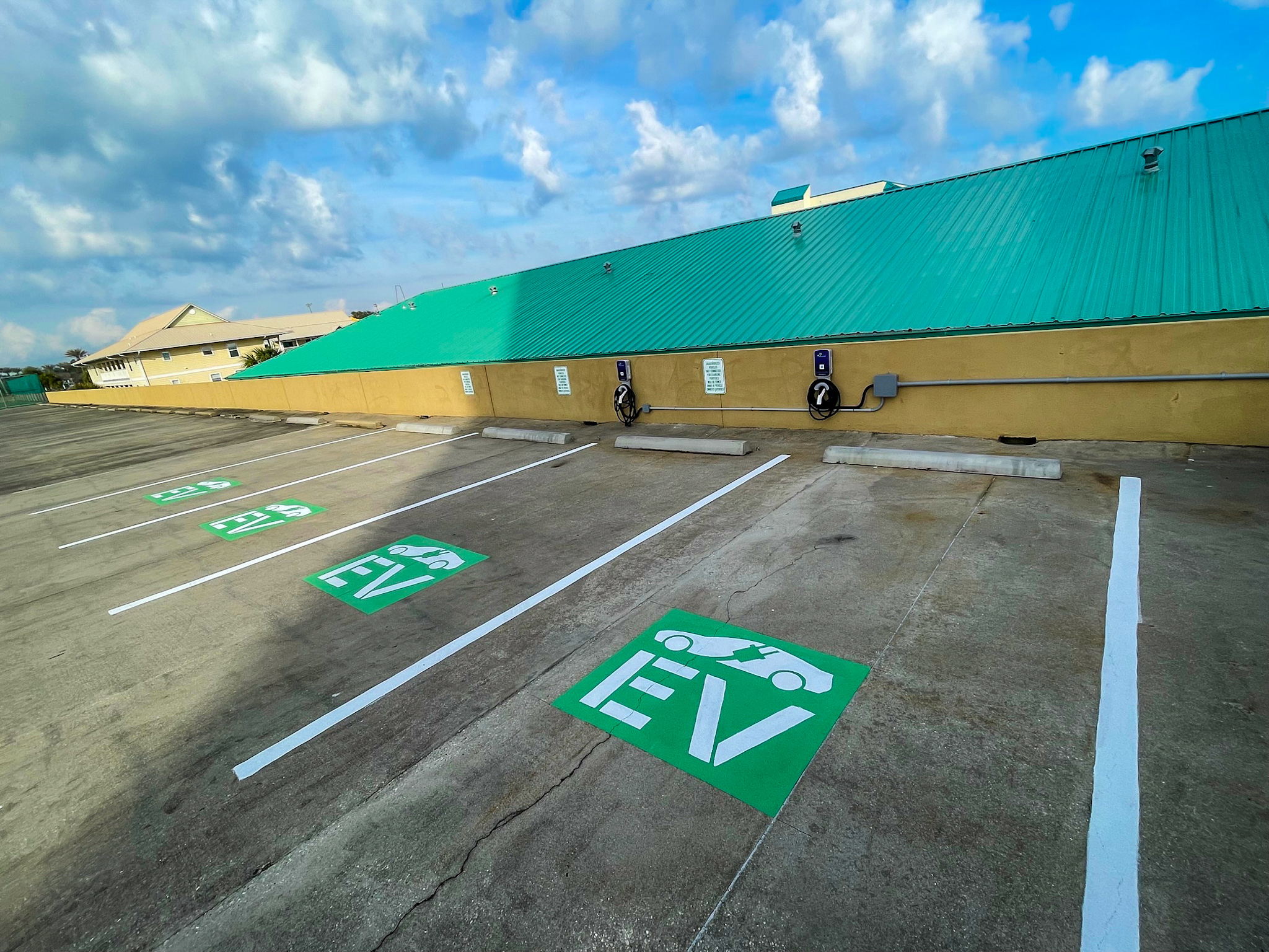 Located on the upper level of the parking garage next to the Conference Center pedestrian bridge.