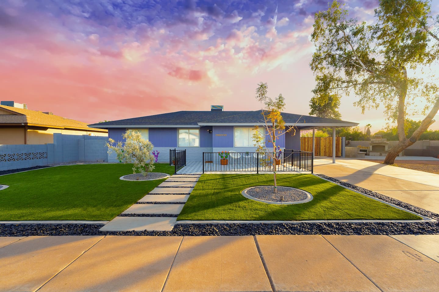 Gorgeous yard & unique purple & gray exterior home, something different & new!