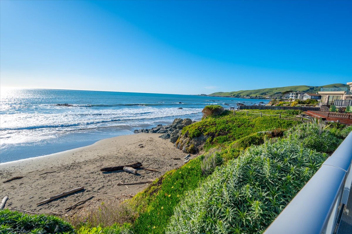 View of beach cove below the deck