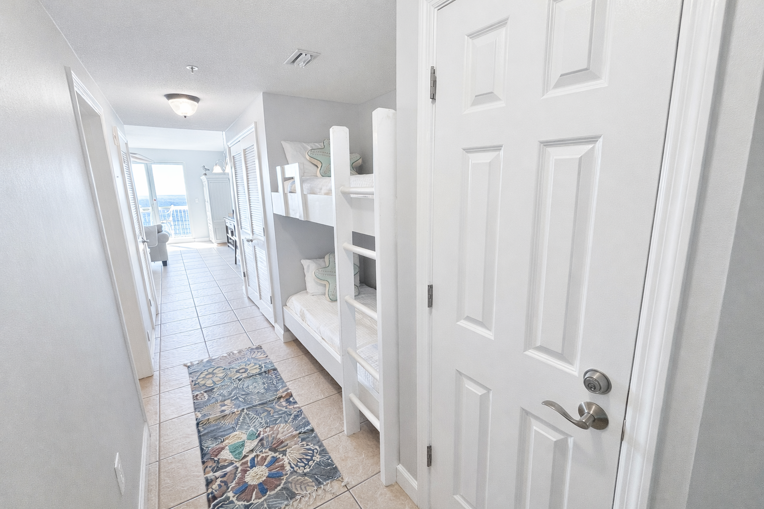 Spacious hallway with bunks