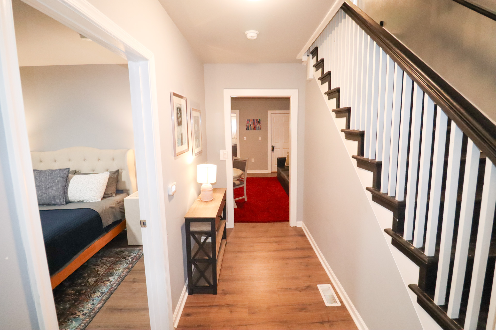 easy layout connecting the additional downstairs bedrooms and living space