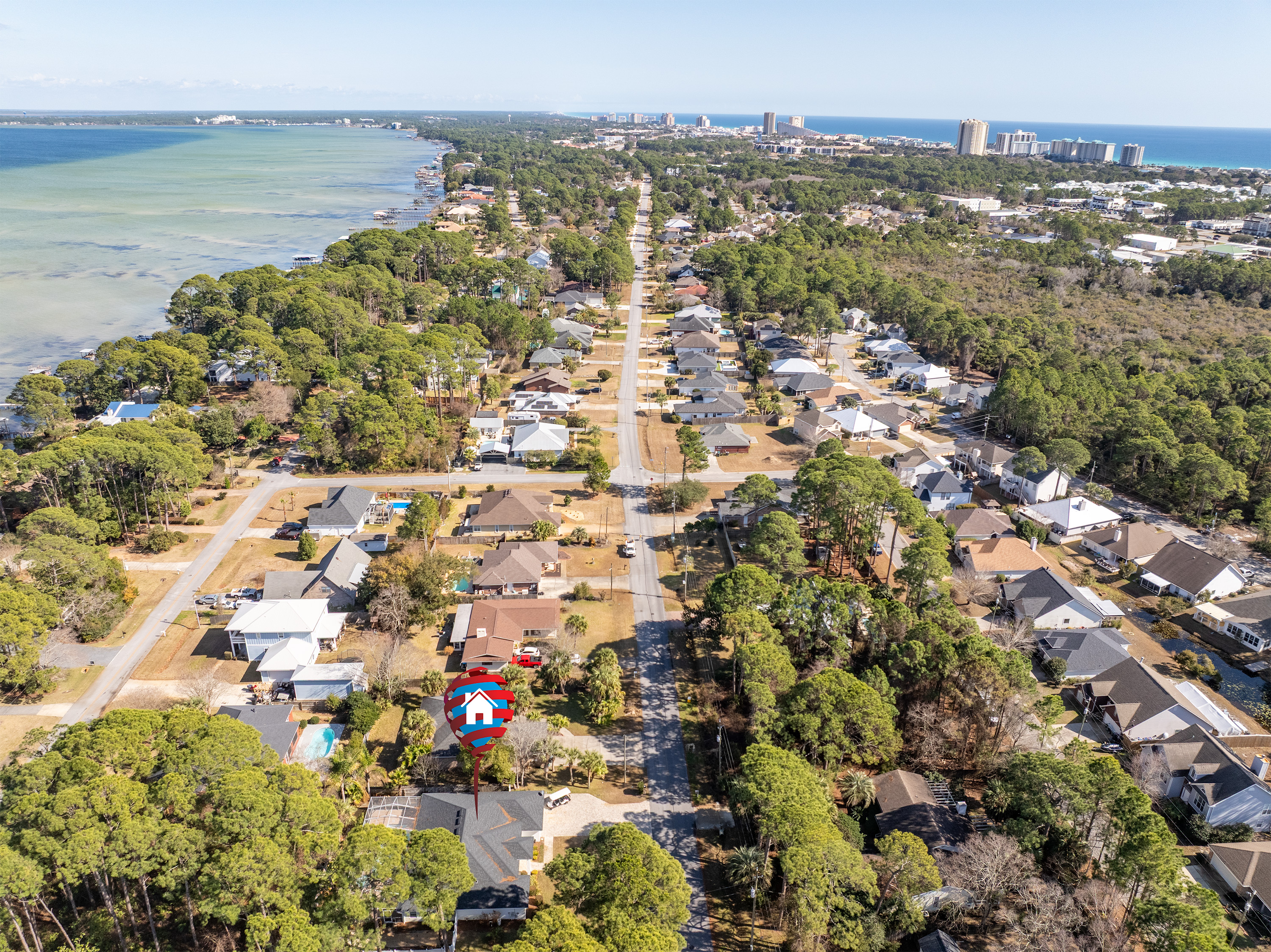 Aerial view of Choctawhatchee Bay