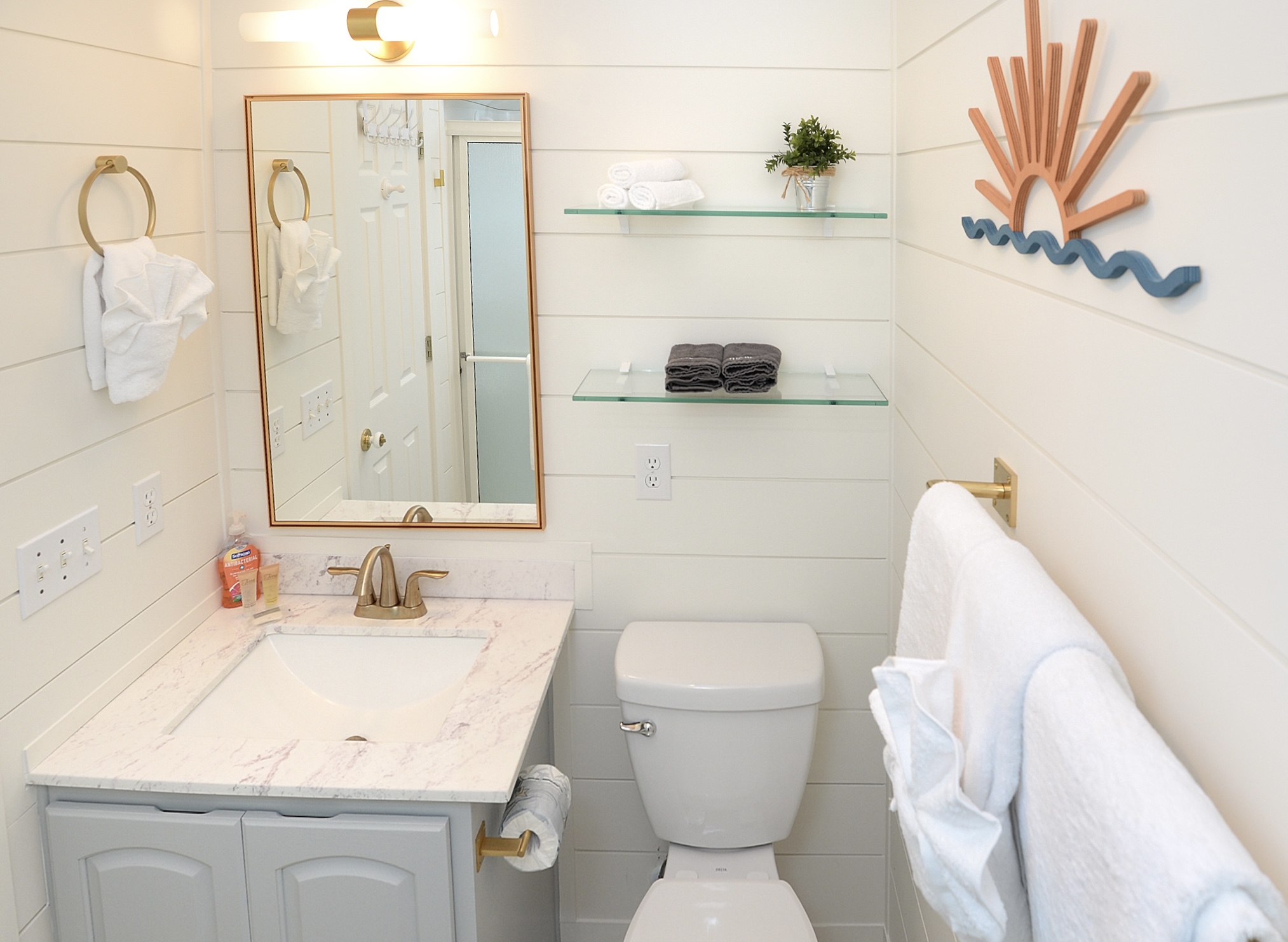 Newly updated master bathroom (with tall elongated toilet - the most important feature in the house to my husband)