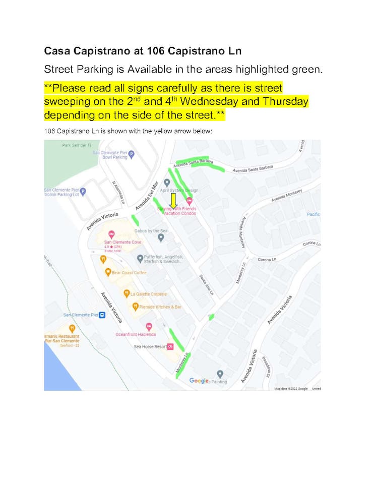 This condo does not have dedicated driveway parking, but guests have always been able to find overnight street parking spots nearby.  We provide this map to help.
