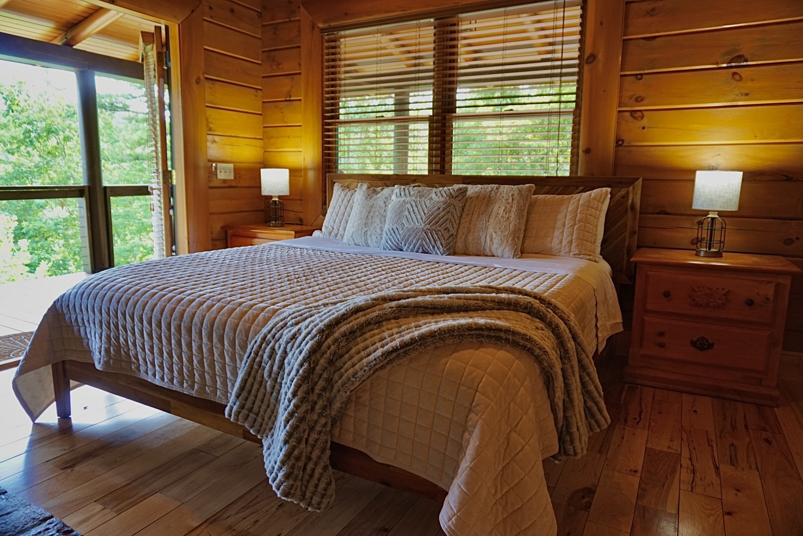 Relax in a serene space with natural light and rustic charm!