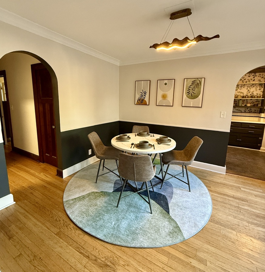 Access the dining room from the living room or kitchen.