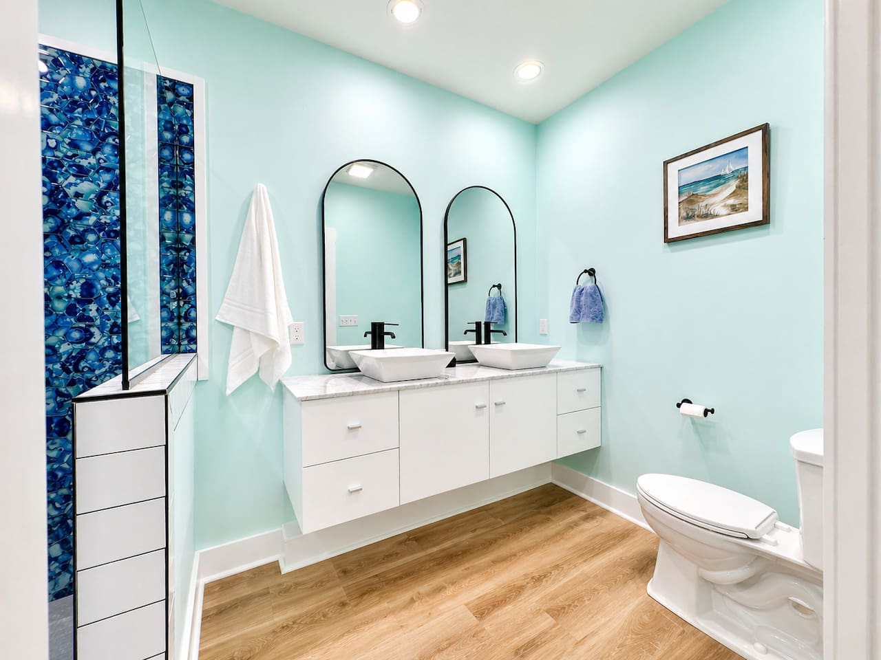 Enjoy a modern bathroom with plenty of room to refresh.