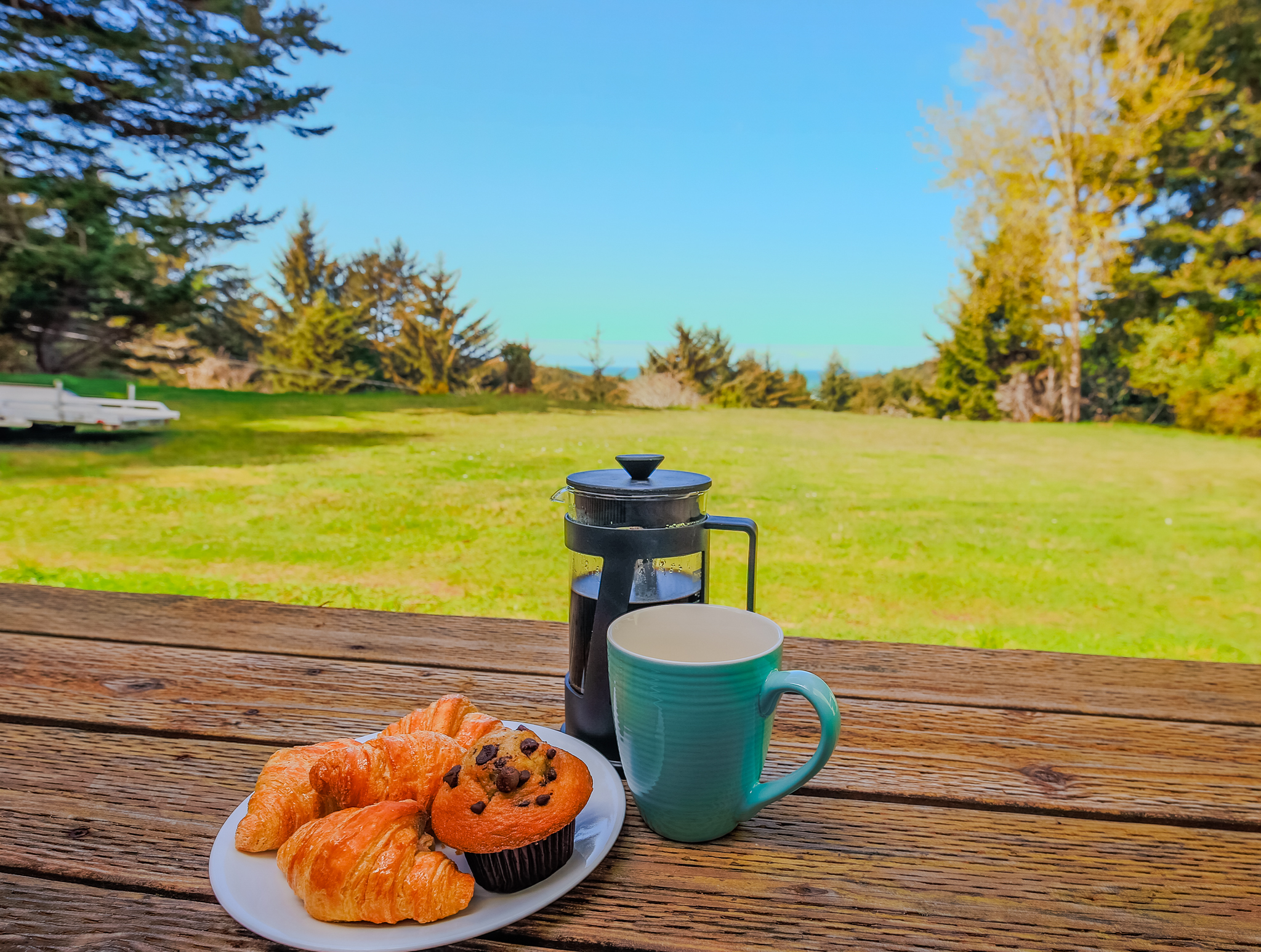 Coffee and a Croissant on the Ocean Facing Porch