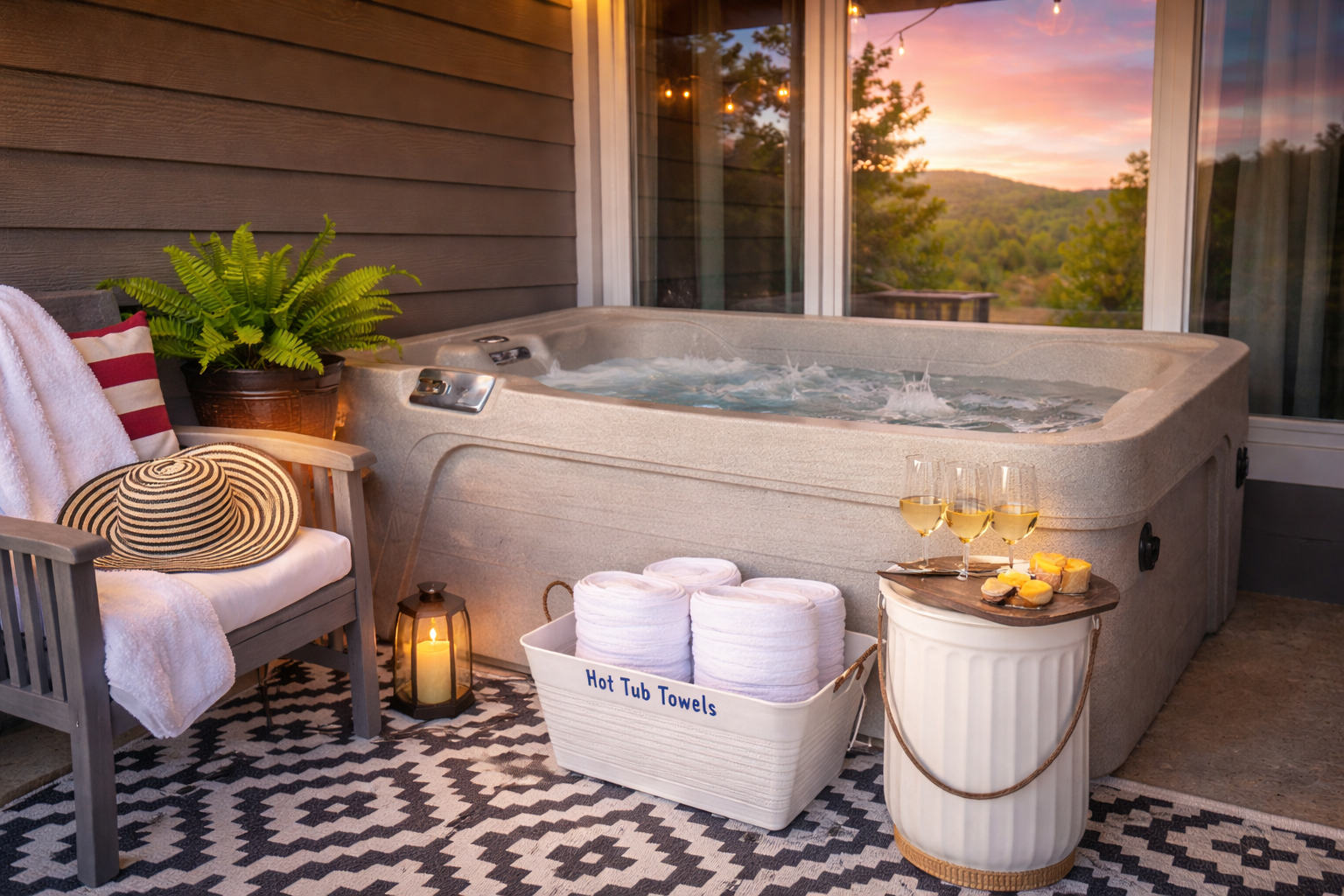 Finish up your evenings unwinding in your own private hot tub.