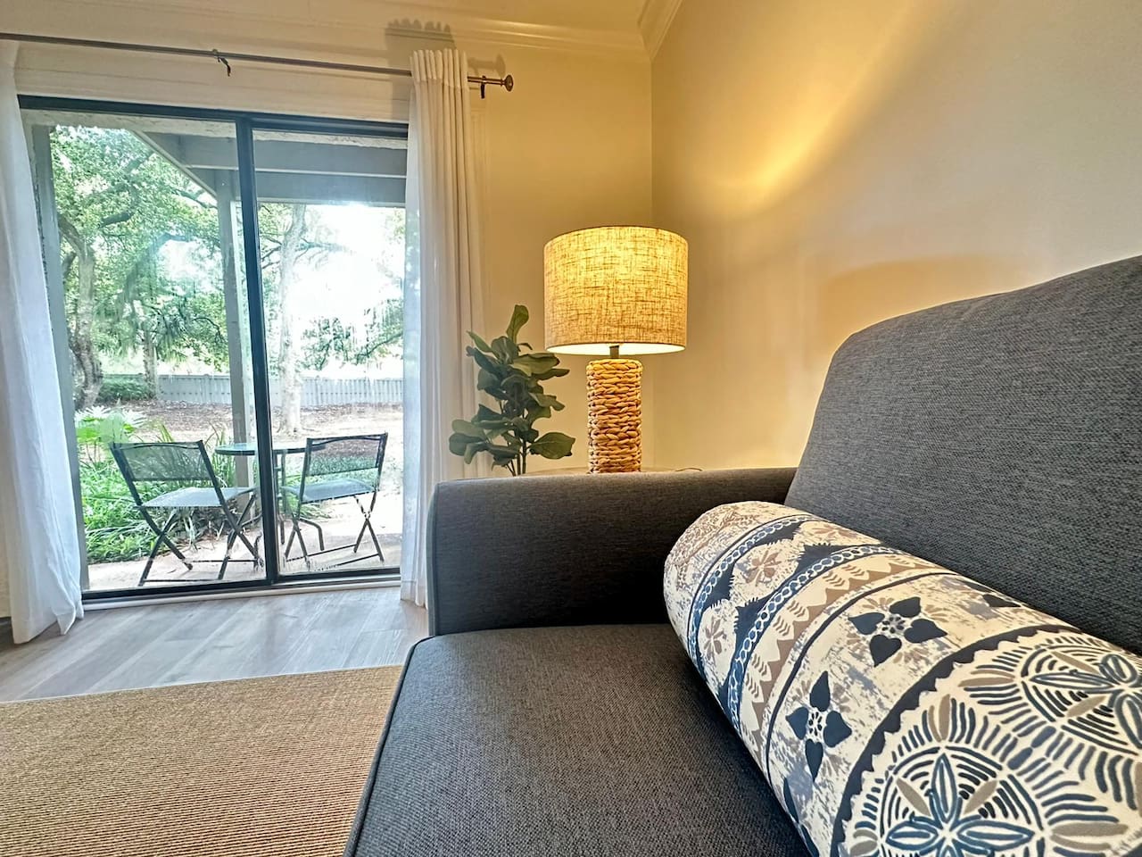 Living room opening to the patio