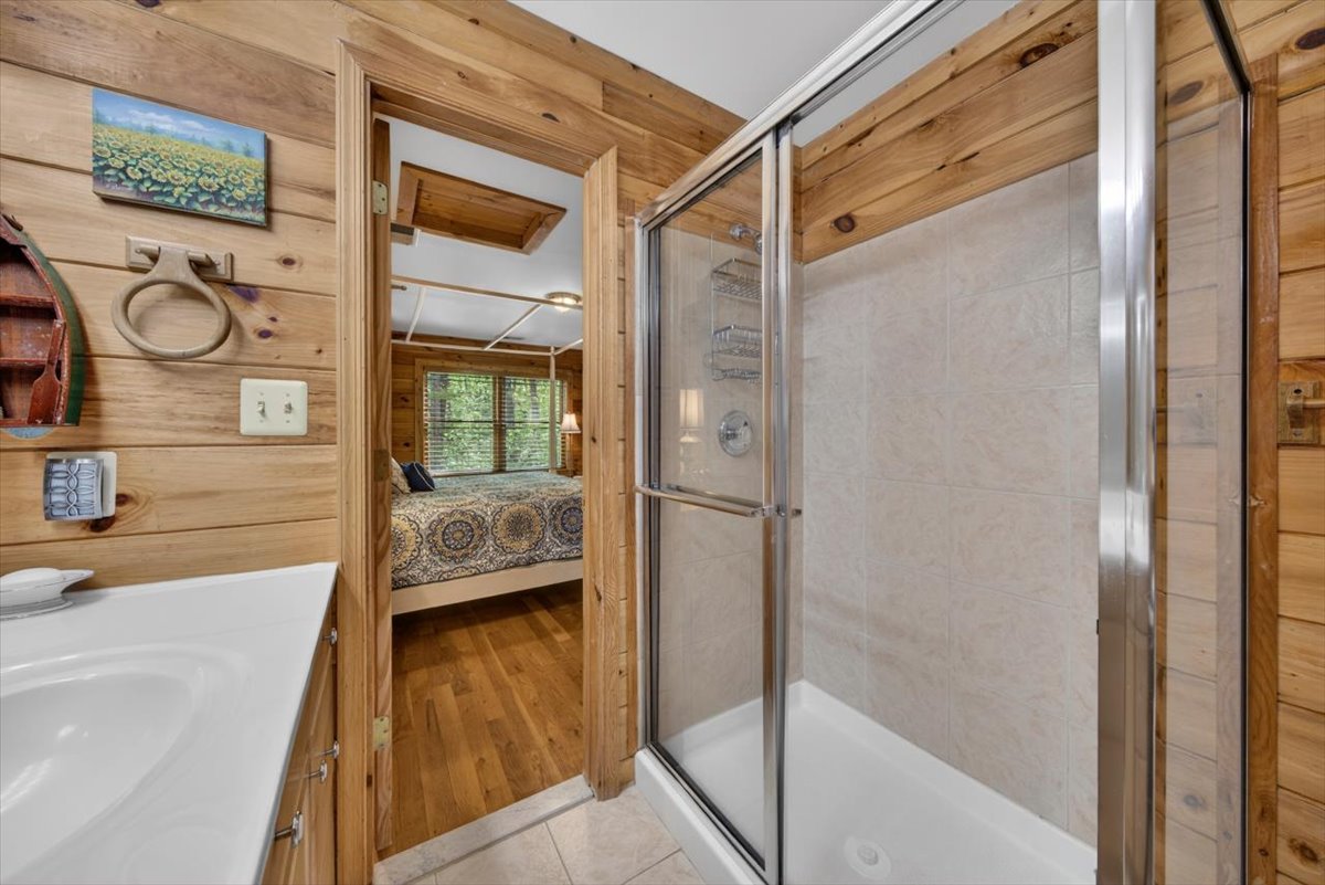 King suite includes a private bathroom retreat.