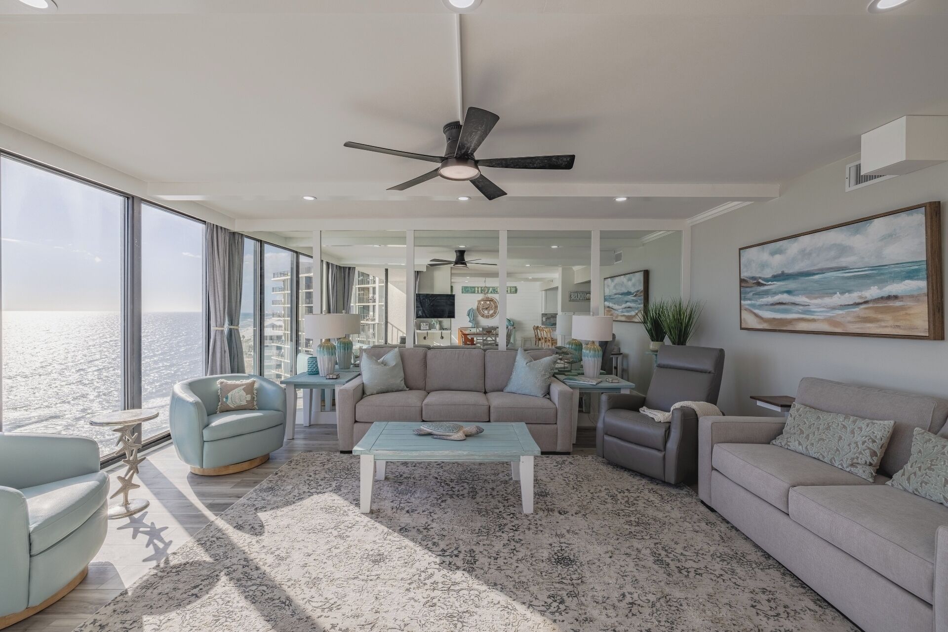 Sleeper sofa, loveseat, barrel chairs and recliner