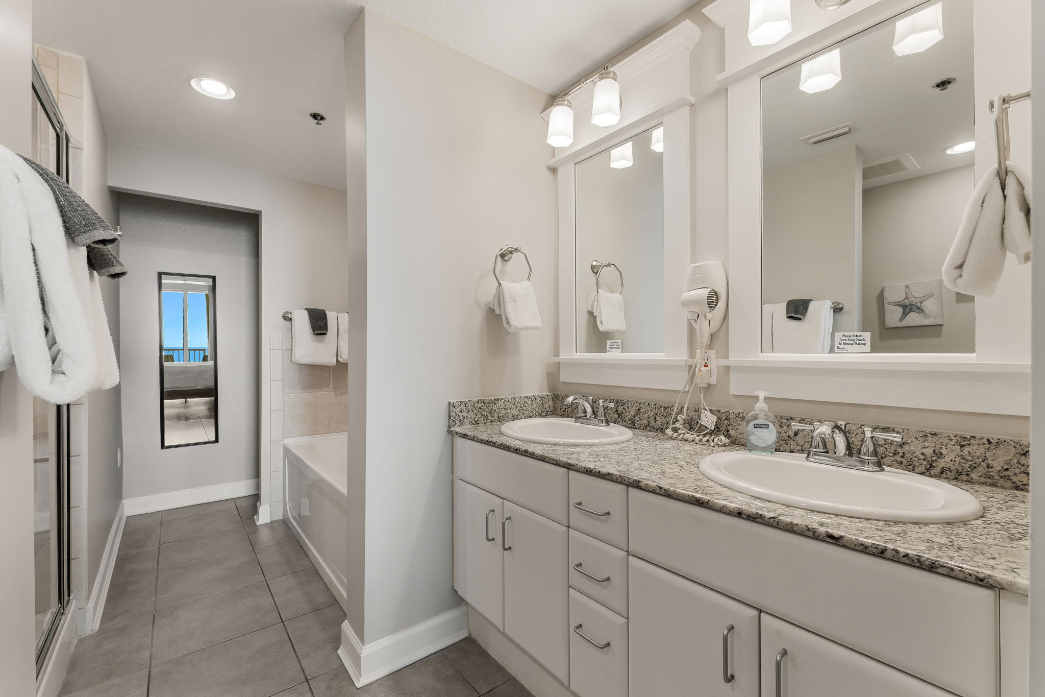 Double vanity in master bathroom.