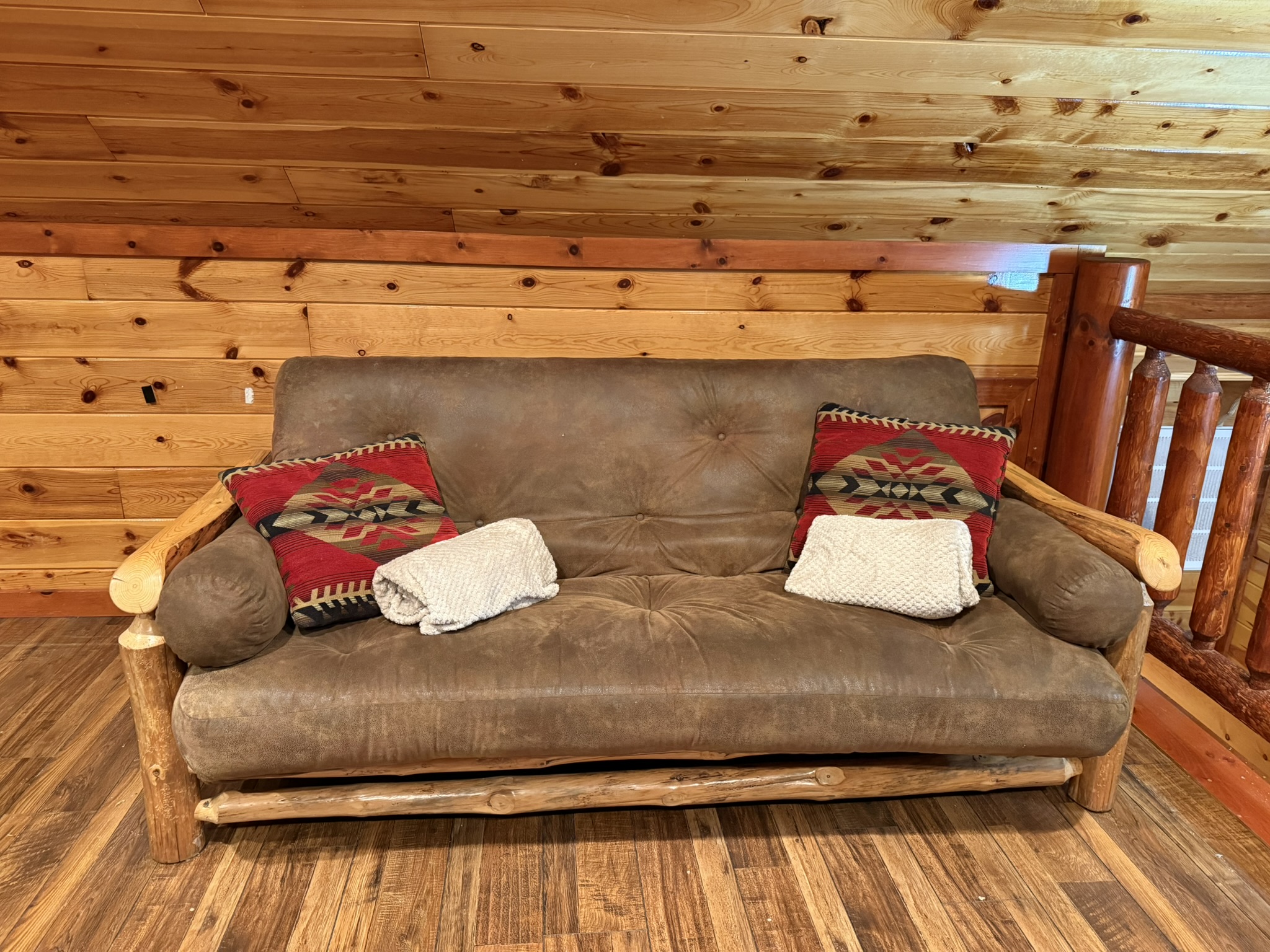 The comfy futon provides another sleeping space for your group to spread out.