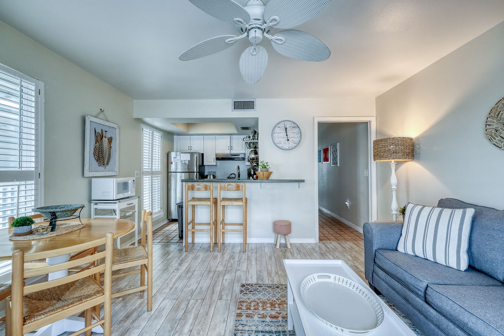Living Area to Kitchen with Breakfast Bar