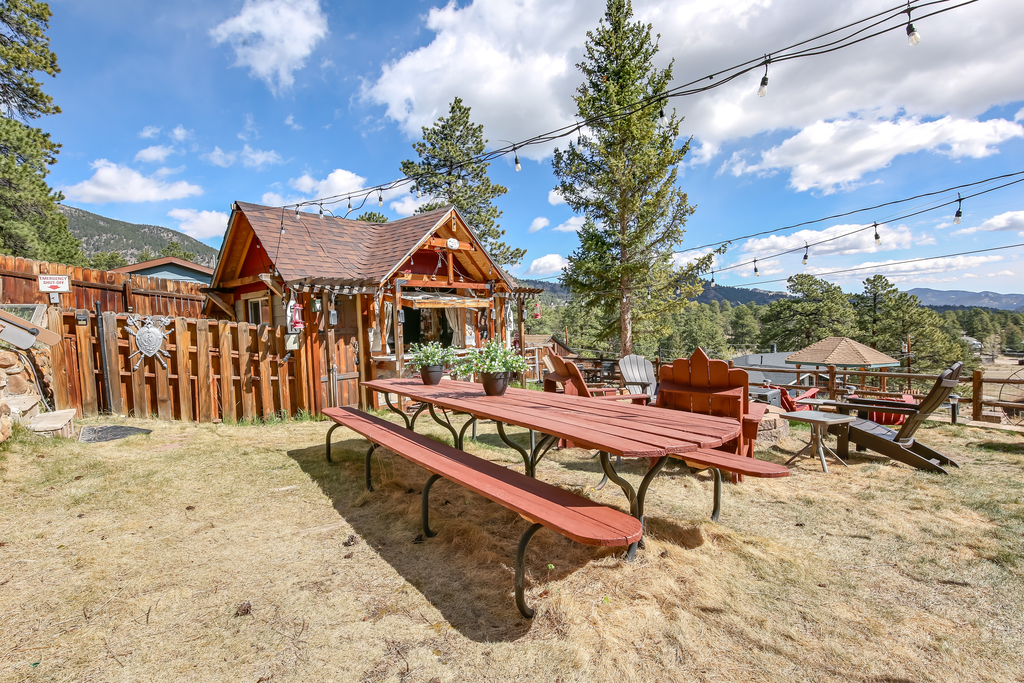 Picnic table for outdoor meals, games, or morning coffee.
