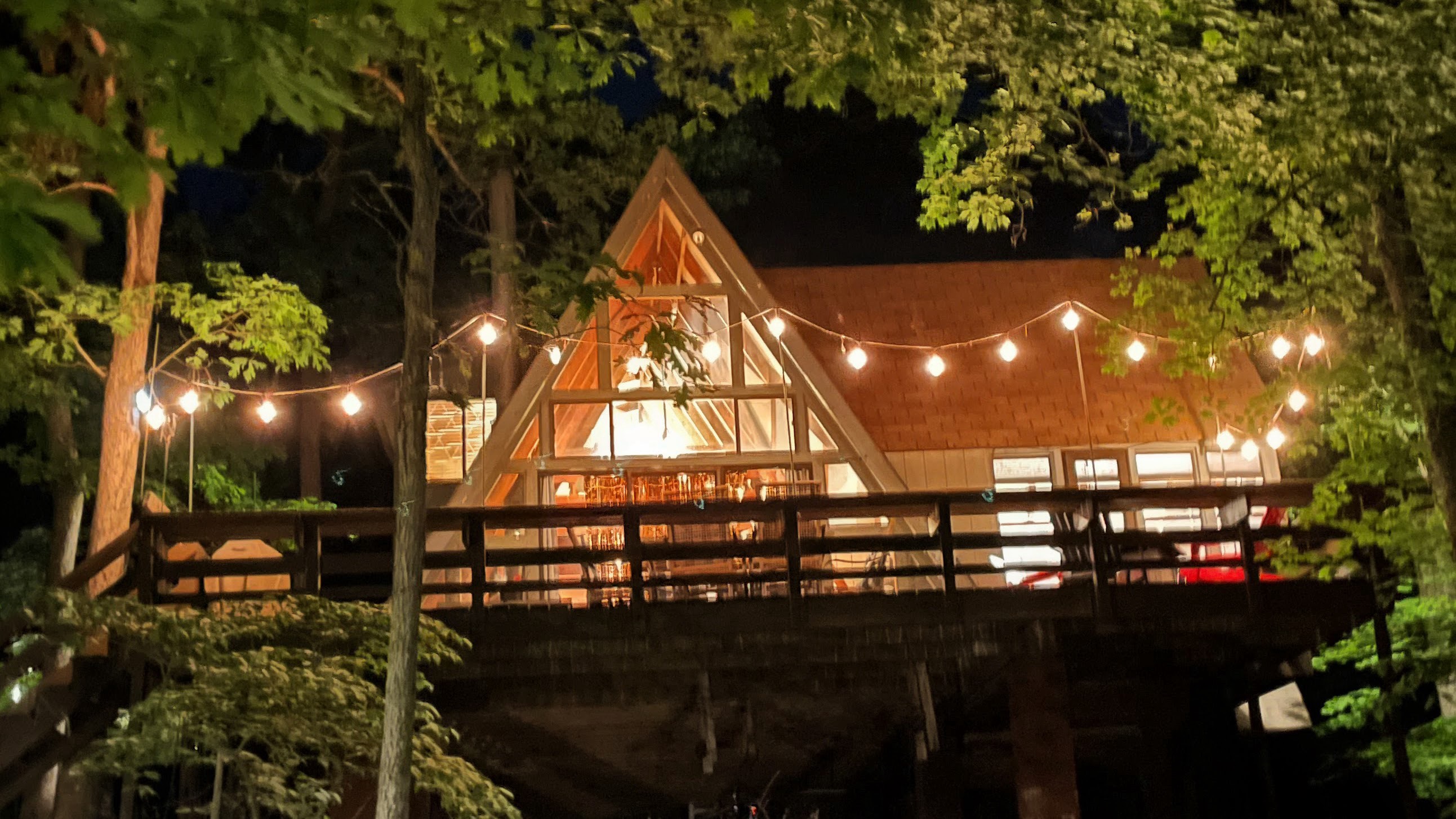 Enjoy the deck lit up at night