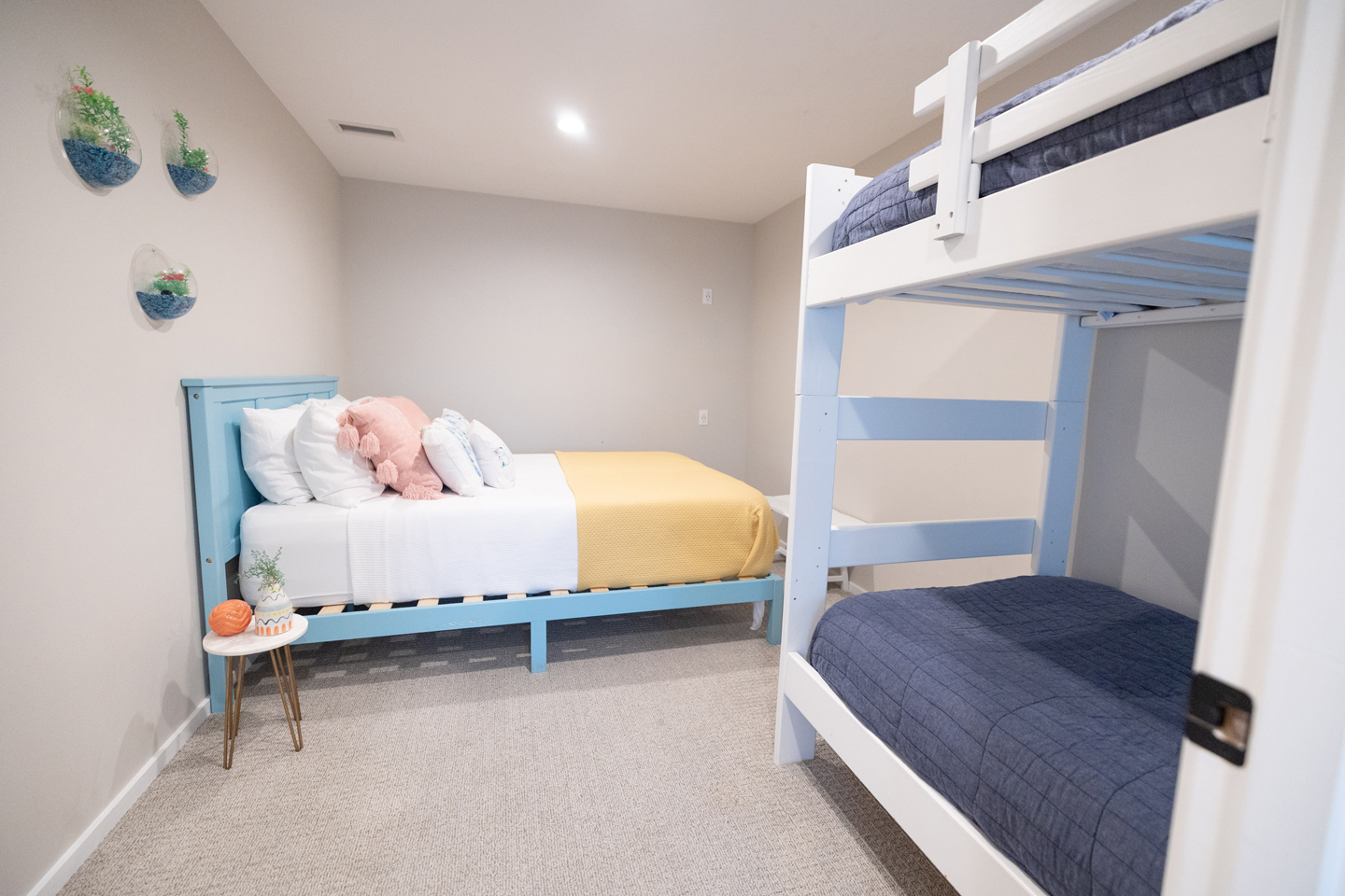 Guest Room 3 with queen and bunk beds, comfortably sleeps 4.