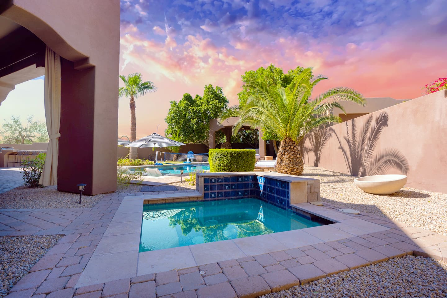 Take a relaxing dip into the spa too. Our favorite place to relax by the pool.