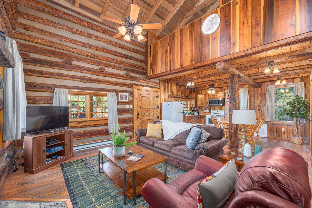 While we advertise that the cabin sleeps two, the couch is a sleeper sofa for a couple of children. Linens are provided for this arrangement.