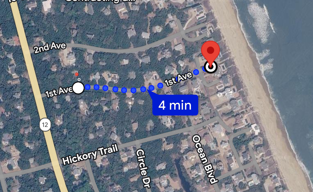 Short, easy, and shaded FOUR MINUTE walk to the beach!