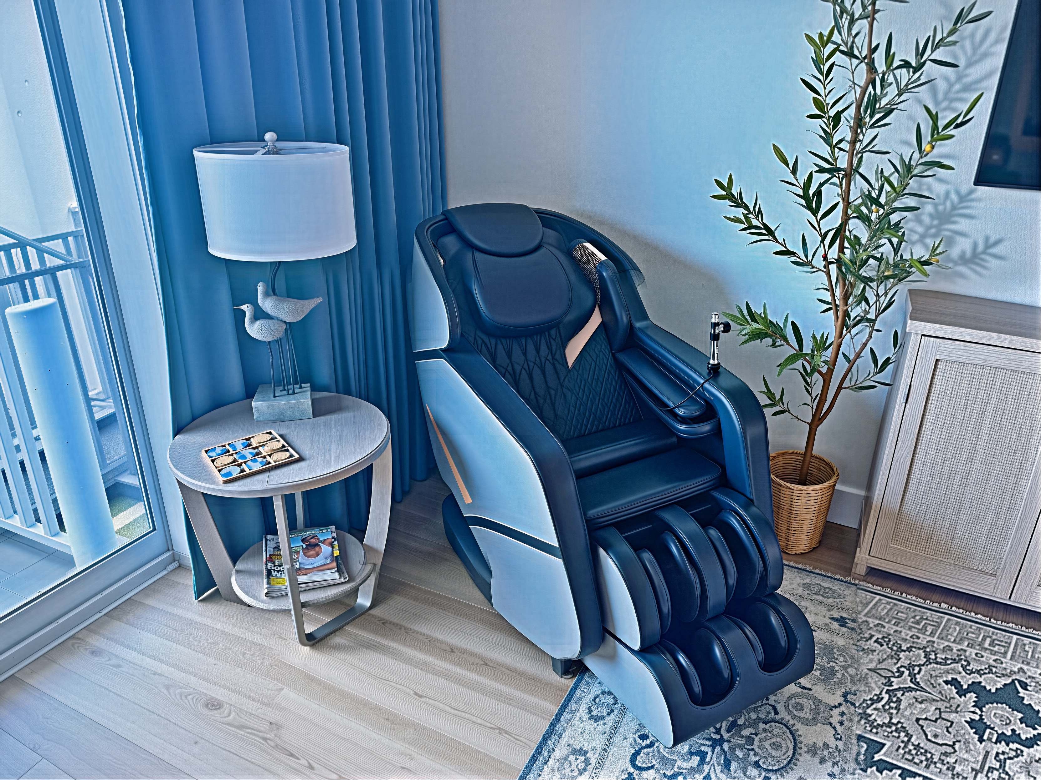 Massage chair + ocean breeze = ultimate relaxation 🌊💆
Melt into comfort with a full-body massage while you gaze out at the dunes and shoreline—vacation mode, instantly.