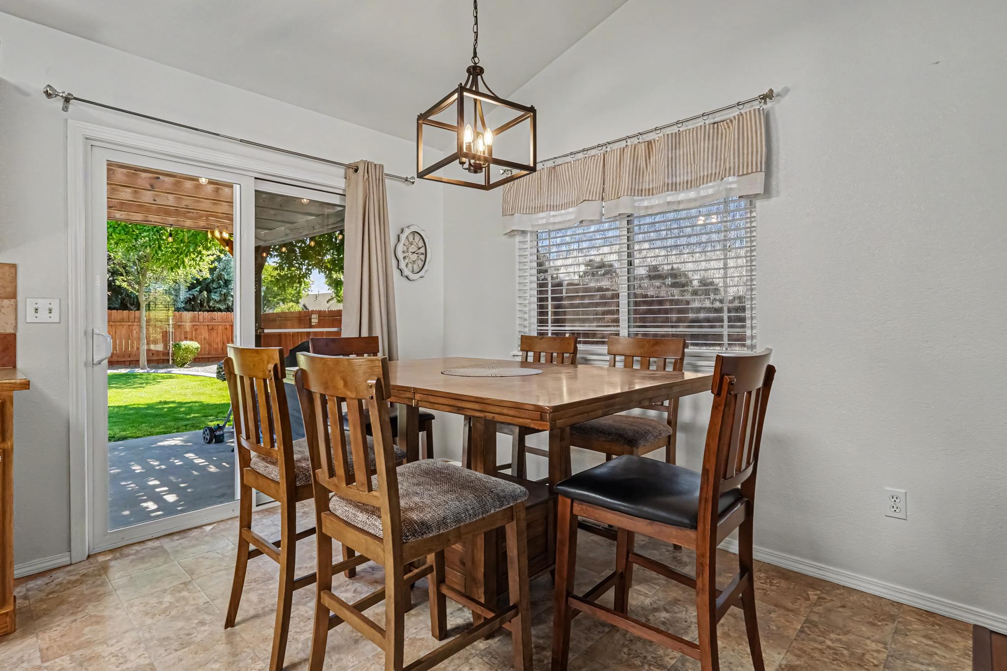 The large dining table is perfect for family meals, game nights, or working remotely. With plenty of seating, it's a welcoming space where everyone can gather, connect, and create lasting memories together.