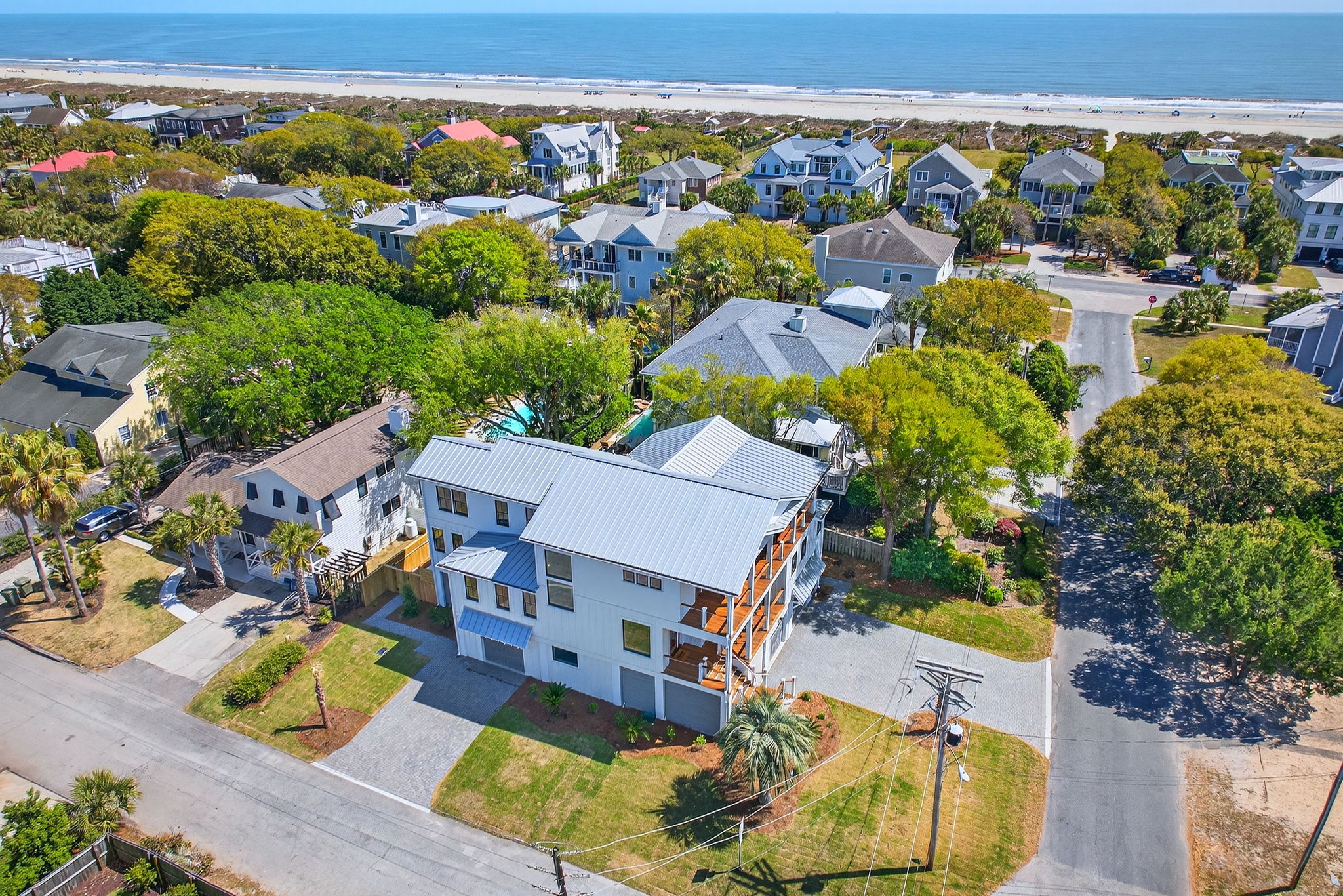 Aerial of House | On Beach Time | 6 30th Ave, Isle of Palms, SC | IOP Escapes