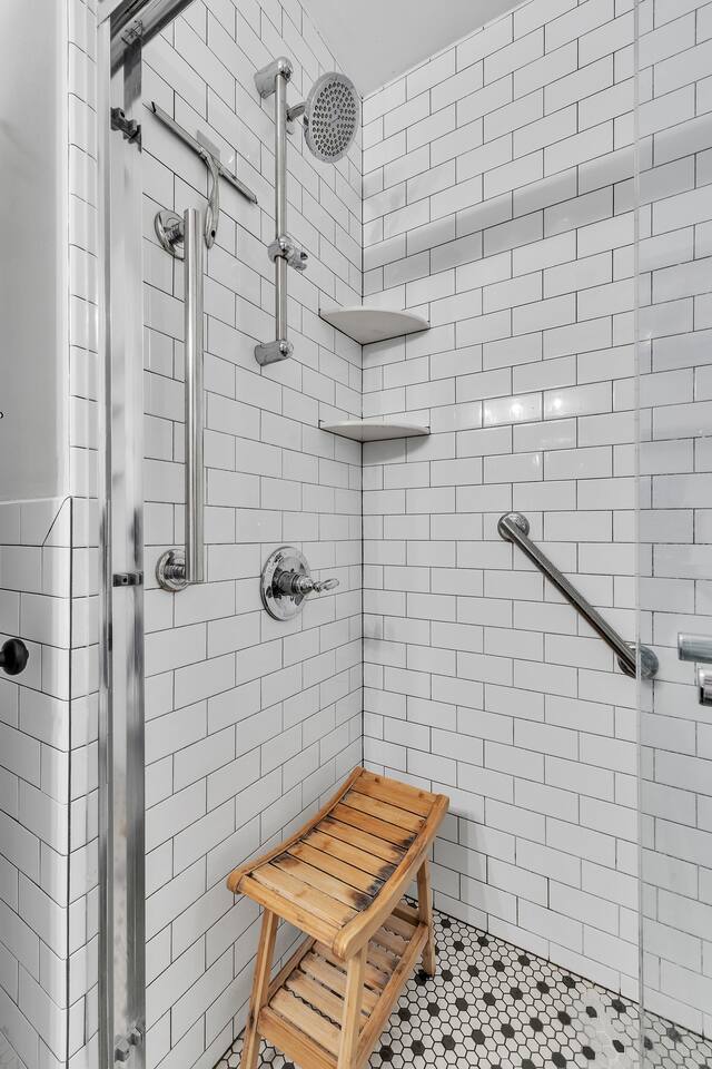 Wash your troubles away in the spacious walk-in shower!